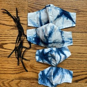 Handmade Shibori Masks 2 adult 2 kids NWOT